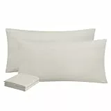 Aisbo Kissenbezug Kopfkissenbezug 40x80 Beige, Weich Kissenbezug 40 x 80 2er Set mit Reißverschluss aus Mikrofaser, Kissenhülle 40x80cm