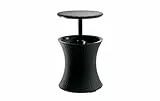 Keter Pacific Cool Bar, 3-in-1 Cocktailtisch, Couchtisch und Outdoor Eiskühler in Rattanoptik, UV-geschützt und wetterfest, anthrazit, Kühlbox 30l Volumen