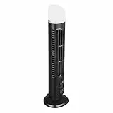 Annadue Flügelloser Turmventilator, 90 Grad Oszillierender, Leiser USB-Turmventilator mit Licht, Mini-Desktop-Ventilator, Standventilator für Studenten, Büro und Zuhause. Schwarz (BLACK)