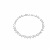 Swarovski Ariana Grande x Tennis Halskette, Verschiedene Schliffe, Herz, Weiß, Rhodiniert