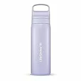 LifeStraw Go Series – doppelwandige BPA-freie vakuumisolierte 530 ml Edelstahl-Wasserfilterflasche für Reisen und den täglichen Gebrauch; Provence Purple, 532 ml