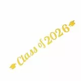 Happyyami Abschlussgirlande 2026 Gold mit Doktorhut Design, 300cm Papier Banner für Highschool Grad Parties und Heimfeiern, Fotohintergrund Party Dekoration, 1 Stück