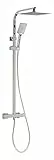 aquaSu® Duschsystem Tela mit Thermostat-Armatur, Kopfbrause & Handbrause | Handbrause: 3-strahlig | Kopfbrause: 1-strahlig | Antikalk | eckig | höhenverstellbar | Chrom | 72334 3