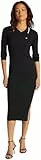 Tommy Jeans Damen Polokleid Midi Beinschlitz, Schwarz (Black), L