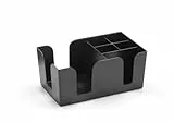 HENDI Bar Caddy, für Strohhalmen, Servietten(13x13cm), Löffeln, 6 Fächer, ABS Kunststoff, 240x145x(H)105mm, Schwarz
