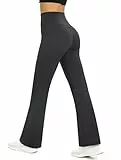 Glacspyg Yogahose Damen Flared Sporthose Hohe Taille Schlaghose mit Bauchkontrolle Trainings Fitness Jogginghose Dunkelgrau L