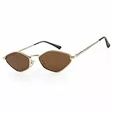 MEGAVOW Retro Sonnenbrille Hexagonal für Damen und Herren, Mode Polygon Sonnenbrille Damen, Vintage Steampunk Sechseckige Sonnenbrillen UV400 Schutz Kleine Brille Festival