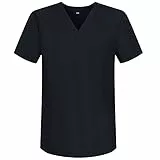 MISEMIYA - Medizinische Uniformen Unisex Top Krankenschwester Krankenhaus Berufskleidung BZ-6801 - Large, Schwarz 68