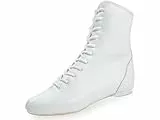 Diamant TANZSCHUHMANUFAKTUR Hoher Gardestiefel in weiß Leder mit Durchgehender Gummisohle und 10mm Absatz (Weiß, EU Schuhgrößensystem, Erwachsene, Numerisch, M, 37)