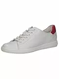 CAPRICE Damen Sneaker flach aus Leder Low Top, Weiß (White/Pink), 39 EU