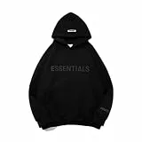 WSZJLN Hoodies Herren Baumwolle Casual Vintage Streetwear Brief Sweatshirts Frauen Paar Tops-Hoodies Schwarz, S