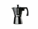 WECOOK! Bella Espressokocher Schwarz aus Aluminium, Moka Kaffeekocher, 1 Tasse (50 ml), Silikondichtung & Sicherheitsventil, Geeignet für Gas, Elektro und Glaskeramik – Nicht für Induktion