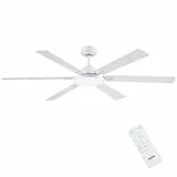 Newday Deckenventilatoren Weiß mit 6 Flügel, 153cm Groß Deckenventilator mit Beleuchtung und Fernbedienung Leise, Plafond Ventilator mit Licht, Stufenloser Dimmer, Schlafmodus, Speicherfunktion