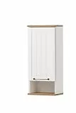 Schildmeyer Hängeschrank Jelda 154139, matt weiß/Eiche Landhaus Dekor, 30,3 x 20,5 x 70,8 cm
