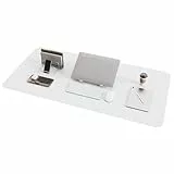 YSAGi Schreibtischunterlage, Mauspad mit Leder und Rutchfeste Wildleder, Multifunktionales Office Mousepad Laptop Schreibunterlage, Tischunterlage für Büro/Home-Office (Weiß, 100x50cm)