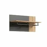 trendteam smart living Esteban Garderobenpaneel Anthrazit/Eiche Wandgarderobe mit Schwarzer Kleiderstange aus Metall (BxHxT) 80 x 40 x 28 cm Praktische Hutablage