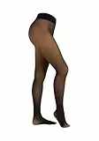 Camano Women Thermo Warm & Transparent Tights, 120DEN, 1er Pack, transparent 20DEN-Look, beige Innenseite, wärmende Qualität, Komfort-Baumwollzwickel, weiche Zehennähte, elegante Strumpfhosen, warme