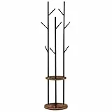 HOOBRO Garderobenständer, Freistehender Kleiderständer, Garderobe in Baumform mit 8 Haken, 2 Runde Ablagen, für Kleidung, Hut, Tasche, Wohnzimmer, Schlafzimmer, BüroDunkelbraun-Schwarz EBF33YM01G1