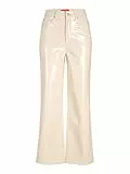 JJXX Damen JXKENYA HW Straight Faux Leat Pants NOOS Hose, Seedpearl/Detail:Shiny-Long, S