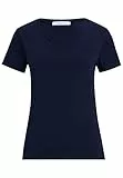 Tamaris Damen Slim T-Shirt mit tiefem Nackenausschnitt ALBA Blau M