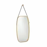 Relaxdays Wandspiegel, oval, Rahmen aus Bambus, Deko Spiegel mit verstellbarem Riemen, Flurspiegel, 76,5x43,5cm, Natur