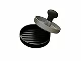 RÖSLE Burgerpresse, Hochwertige Fleischpresse zum einfachen Formen von Burgerpatties, ABS, Aluminium, 11 cm, spülmaschinengeeignet Schwarz / Silberfarben