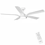 CJOY Deckenventilator mit Beleuchtung,142cm Weiß Deckenventilator mit Fernbedienung Leise, 6 Geschwindigkeiten, 3 CCT Dimmbar, Reversible 5 Flügel, Timer, Schlafmodus, Für Schlafzimmer/Wohnzimmer