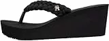 Tommy Hilfiger Damen Flip Flops Wedge Braided Summer mit Keilabsatz, Schwarz (Black), 39
