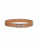 Armani Exchange Women's Simple look, monocolor, logo buckle, Plate Belt, Brown, 65