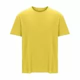 KOG T-Shirts für Herren Sommer T Shirt Kurzarm Bekleidung Einfarbig Leicht Baumwolle Shirt Amazon Essentials Männer Arbeitsshirt Gym Tshirts Business Shirts Warehouse Deal Gelb 6XL