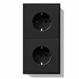 BSEED Schuko Doppelsteckdose Unterputz, Wandsteckdose 16Amp mit PC Rahmen, Zweifach Steckdose mit Krallen, 2 Fach Schwarz