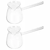 HEMOTON 2 Stücke Türkisch Kaffee Topf Butter Wärme Topf Glas Milch Wärmer Topf Griechisch Arabische Kaffeemaschine Handgefertigte Osmanische Hämmerte Cezve Jezve Ibrik Briki für Den