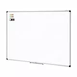 Amazon Basics Magnetisches Whiteboard mit Stiftablage und Aluminiumleisten, trocken abwischbar, 120 cm x 90 cm (B x H), Weiß