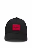 HUGO Herren Men-X 581-RL Cap aus Baumwoll-Twill mit rotem Logo-Label Schwarz Stck