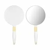 DecorDwell Handspiegel mit Griff, Beauty Handspiegel, Spiegel mit Griff in Ergonomischem Design, Tragbarer Reise-Kosmetikspiegel für Männer und Frauen, Schminkspiegel für Haare Gesichtspflege (Weiß)