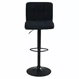 Home4You Barhocker - Schwarz - Webstoff - Metallgestell - Höhenverstellbar - Barstuhl Tresenhocker
