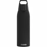 SIGG - Isolierte Trinkflasche - Thermosflasche Shield Therm One Black kohlensäurehaltige Getränke - Auslaufsicher - Spülmaschinenfest - BPA-frei - 90% recycelter Edelstahl - Schwarz - 1L