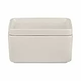 blomus Butterdose -PILAR- aus Steingut | Butterschale in Beige mit Deckel | Farbe Moonbeam | 12L x 9B x 8H cm