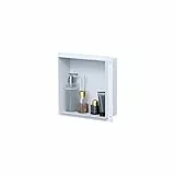 VILSTEIN Wandnische Dusche 30x30 cm [ROSTFREI] - Randlose Duschnische - Wandnische Weiß - Einbauregal für Dusche im Unterputz - Duschnische aus Edelstahl - Versenkte Duschnische für das Badezimmer