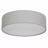 REV Deckenleuchte - Deckenlampe Küche, Schlafzimmer & Wohnzimmer rund 40cm mit Stoff-Lampenschirm im Vintage-Look, grau