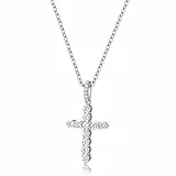 Kenivira Kreuz Kette Damen Silber Kreuz Anhänger Halskette Gold/Silber Kette
