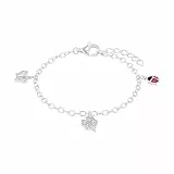 Prinzessin Lillifee Kinder-Armband Marienkäfer und Schmetterling 925 Silber rhodiniert Emaille Zirkonia rosa 14 cm - 523035 9082414, Einheitsgröße