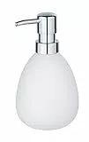 WENKO Seifenspender Polaris, nachfüllbarer Seifendosierer für Flüssigseife und Lotion aus hochwertiger Keramik, 10 x 16,5 x 9,4 cm, Füllmenge 390 ml, Weiß matt, 16 x 9 x 9.5 cm