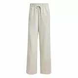 adidas Women's Essentials 3-Stripes Open Hem Fleece Pants, Wonder Alumina/White, M