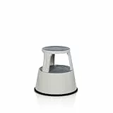 hjh OFFICE Tritthocker TIO-M II Metall Elefantenfuß, Höhe 42 cm, bis 150kg belastbar, mit Rollen 830008 Hellgrau