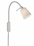Fischer & Honsel | Wandspot flex, Bettleuchte, Wolke | nickel matt| Stoffschirm| sandfarben Leinen/weiß| B: 11,00 cm, H: 40,00 cm,| Ausladung: 35,00 cm| Schnurschalter| 1x E14 max. 10 Watt | 30321