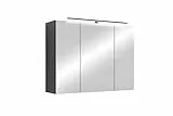 byLIVING Spiegelschrank Spree/Korpus matt anthrazit mit Spiegeltüren/Hängeschrank mit Soft-Close-Funktion/Inkl. LED-Beleuchtung/Badschrank mit Stecker- und Schalterdose/B 80, H 60, T 20 cm