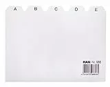 HAN Leitkarte DIN A6, Karteiregister, Leitregister Register A - Z, für Karteibox Karteikasten und trog, Polypropylen, 986, grau
