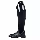 HKM Reitstiefel Damen -Lynette- Schwarz | Dressurstiefel mit Lackleder | Lang/Normal Schaft | Elastikeinsatz | 40 EU