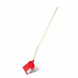 SHW FIRE | Holsteiner Schaufel - gehärteter roter Spezialstahl, gebogenes Schaufelblatt, 128 cm Eschenholzstiel für optimale Kraftübertragung, Profi Schaufel robust und langlebig | Made in Germany